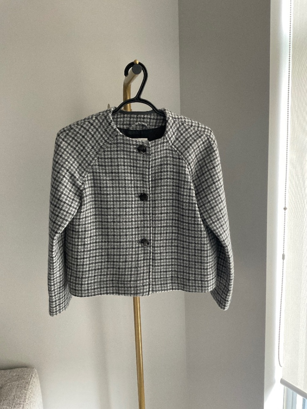Aritzia Wilfred Laroche Houndstooth Tweed Cropped Wool Jacket
